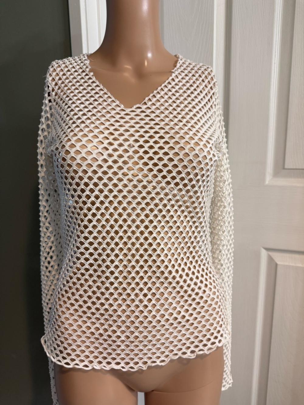 Y2K Rave Open Stretch Tunic Top S Beach Vacation Casual Long Sleeve